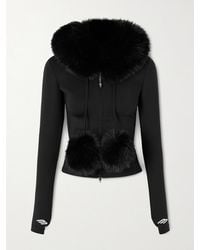 Balenciaga - Kapuzenjacke Aus Jersey Mit Besätzen Aus Plüschmaterial Und Stickerei - Lyst