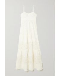 Isabel Marant Drake Ruffled Lace-trimmed Broderie Anglaise Cotton And Silk-blend Maxi Dress - White