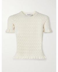 Sea - Rue Oberteil Aus Pointelle-Strick Mit Rüschen - Lyst