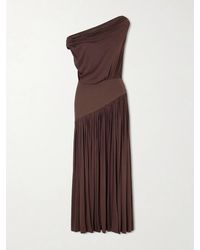 Abadia - Gwen One-Shoulder Asymmetric Draped Jersey-Trimmed Stretch-Bamboo Maxi Dress - Lyst