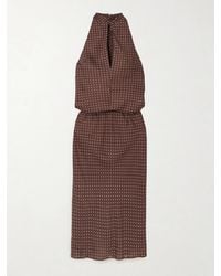 Posse - Phoebe Polka-Dot Tencel Lyocell Halterneck Midi Dress - Lyst