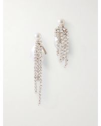 Completedworks - Rhodium-Plated Pearl And Crystal Earrings - Lyst