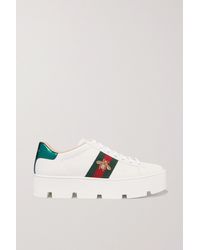 Gucci Ace Embroidered Platform Trainer - White
