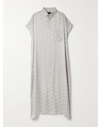 Balenciaga - Oversized Frayed Satin-Jacquard Midi Shirt Dress - Lyst