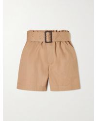 Saint Laurent - Belted Cotton-Twill Shorts - Lyst