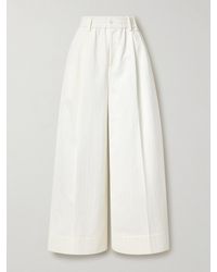 Christopher John Rogers - Hose Mit Weitem Bein Aus Bestickter Baumwolle Mit Falten - Lyst