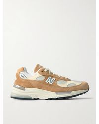 New Balance - 992 Core Suede, Leather And Mesh Sneakers - Lyst