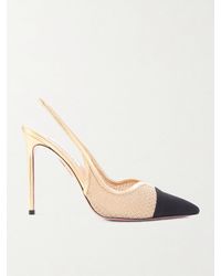 Aquazzura - Gia 105 Leather-Trimmed Mesh And Grosgrain Slingback Pumps - Lyst