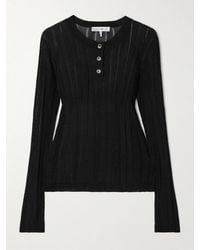 FRAME - Ribbed-Knit Henley Top - Lyst