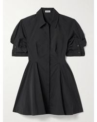 Jonathan Simkhai - Jazzie Pleated Cotton-Blend Poplin Mini Shirt Dress - Lyst