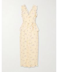 Alessandra Rich - Bow-Embellished Floral-Print Silk Midi Dress - Lyst