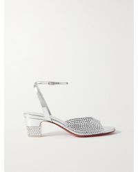Christian Louboutin - Cassandrissima 45 Crystal-Embellished Pvc And Metallic Leather Sandals - Lyst