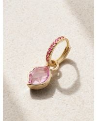 Alison Lou - Smooch 14-Karat, Sapphire And Laboratory-Grown Sapphire Single Hoop Earring - Lyst