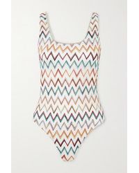 Missoni Maillot De Bain En Mailles Crochetées Et En Picot Métallisés Mare - Blanc