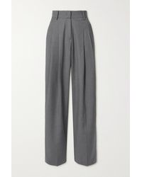 Frankie Shop Gelso Pleated -blend Straight-leg Trousers - Grey