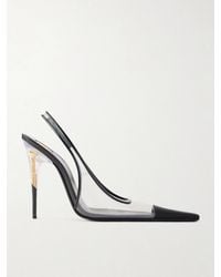 Saint Laurent - Romy 110 Crepe-Satin Trimmed Tpu Slingback Pumps - Lyst