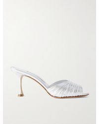 Manolo Blahnik - Pirua 70 Crinkled Metallic Leather Mules - Lyst