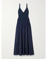 La Ligne - Romeo Maxikleid Aus Rippstrick Und Popeline Mit Raffungen - Lyst