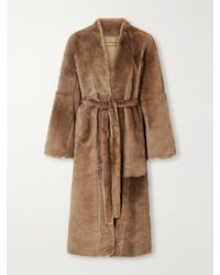 Nour Hammour - Davos Belted Shearling Coat - Lyst