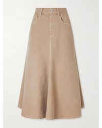 Brunello Cucinelli - Cotton And Linen-Blend Twill Midi Skirt - Lyst
