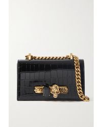 McQueen - Four-ring Croc-embossed Leather Cross-body Bag - Lyst