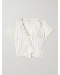 Doen - Bernadette Lace-Trimmed Pintucked Organic Cotton-Voile Blouse - Lyst