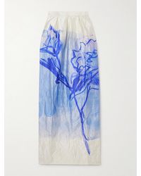 Erdem - Floral-Print Metallic Crinkled-Satin Maxi Skirt - Lyst