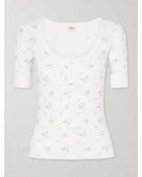 Chloé - Floral-Print Waffle-Knit Cotton-Jersey T-Shirt - Lyst