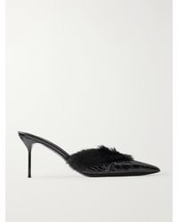 Paris Texas - Lidia 70 Plush-Trimmed Croc-Effect Leather Pumps - Lyst