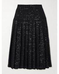 Alessandra Rich - Sequin-Embellished Pleated Tweed Midi Skirt - Lyst