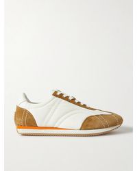 TOTEME - The Sport Leather-Trimmed Suede And Twill Sneakers - Lyst