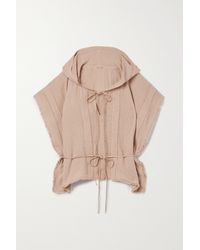 Caravana Cocoyol Hooded Leather-trimmed Cotton-gauze Poncho - Pink