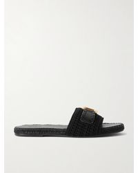 Chloé - Marcie Leather-Trimmed Crocheted Slides - Lyst
