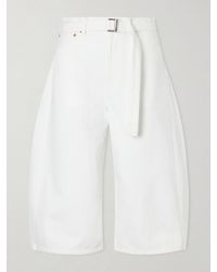 Sacai - Belted Cropped High-Rise Barrel-Leg Jeans - Lyst