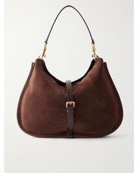 Etro - Pony Large Leather-Trimmed Suede Shoulder Bag - Lyst