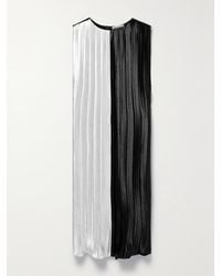 Partow - Colette Two-Tone Pleated Hammered-Satin Midi Dress - Lyst