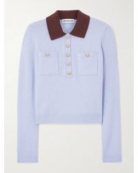 Self-Portrait - Contrast Collar Knit Top - Lyst