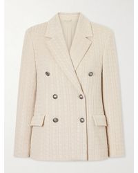 Brunello Cucinelli - Cable-Knit Cotton-Blend Double-Breasted Blazer - Lyst