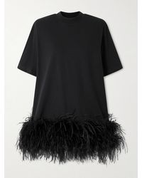 The Attico - Feather-Trimmed Cotton-Jersey Mini Dress - Lyst