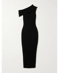 Courreges - Twist Off-The-Shoulder Embroidered Ribbed-Knit Maxi Dress - Lyst