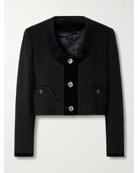 Blazé Milano - Spiti Cropped Cotton Velvet-Trimmed Woven Jacket - Lyst