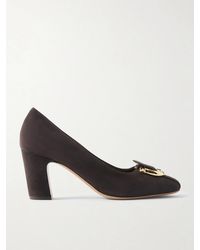 Ferragamo - Gancini Buckled Suede Pumps - Lyst
