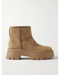 Gianvito Rossi - Stormy 50 Shearling-Lined Leather-Trimmed Suede Ankle Boots - Lyst