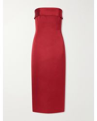 Emilia Wickstead - Keeley Strapless Darted Duchess-Satin Midi Dress - Lyst