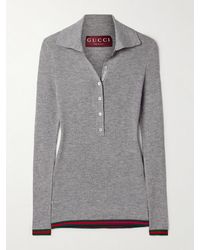 Gucci - Cashmere And Silk Polo Top With Web - Lyst