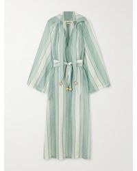 Admona - Nasrin Midikleid Aus Gestreifter Gaze Mit Verzierungen - Lyst