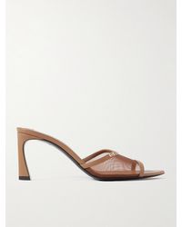 Victoria Beckham - Embellished Leather-Trimmed Mesh Mules - Lyst