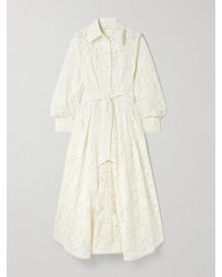 Zimmermann - Dawning Midikleid Aus Schnurgebundener Spitze Mit Falten - Lyst