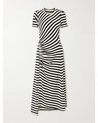 Rabanne - Midikleid Aus Einer Wollmischung Mit Streifen, Verzierungen Und Raffungen - Lyst
