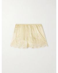 Doen - Iona Lace-Trimmed Silk-Satin Shorts - Lyst